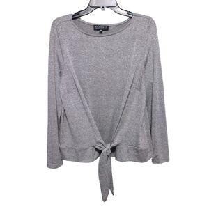 Eloquii Heather Gray Tie Front Long Sleeve Blouse Top Women's Plus Size 14